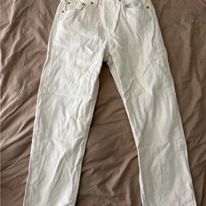 Levi's Women's 501 Straight Leg Cropped White Jeans